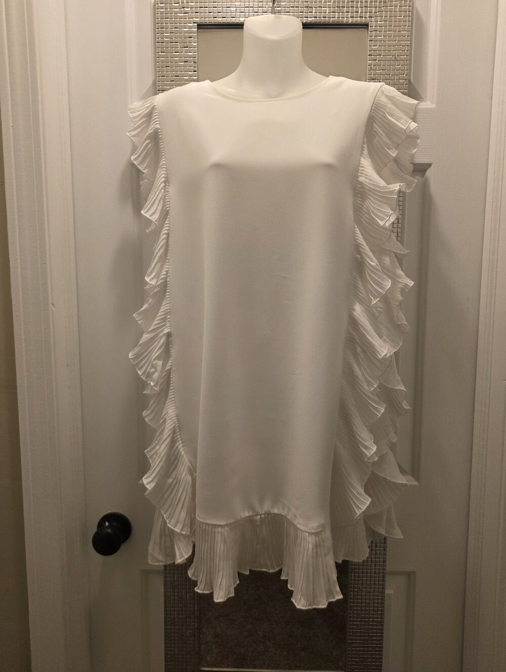Super Cute White Ruffle Shift Dress